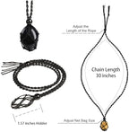 Natural unprocessed crystal raw stone hand woven rope adjustable necklace pendant for both men and women