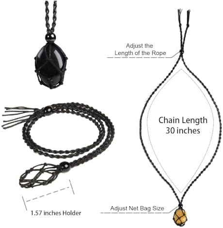 Natural unprocessed crystal raw stone hand woven rope adjustable necklace pendant for both men and women