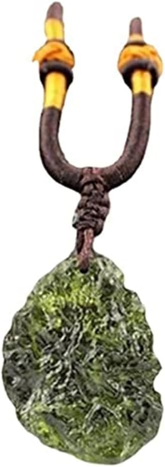 Raw Moldavite Crystal Necklace,Rough Meteorite Stone Moldavite Necklace,Green Tektite,Irregular Shape