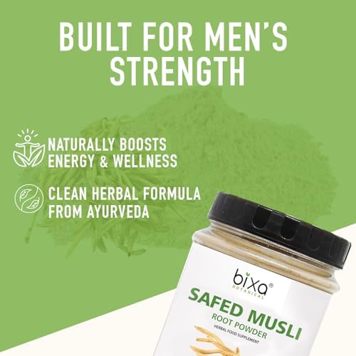 bixa BOTANICAL Safed Musli Root Powder Ayurvedic Natural Herbal Supplement Pure Authentic Premium Quality | Gluten Free, Non-GMO, Steam Sterlized, Vegan (3.5 Ounce (Pack of 1), Safed Musli)