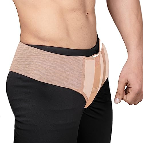 Wonder Care Inguinal Hernia Support Truss brace for Single/Double Inguinal or Sports Hernia with Two Removable Compression Pads & Adjustable Groin Straps,Medium (Pack of 1)