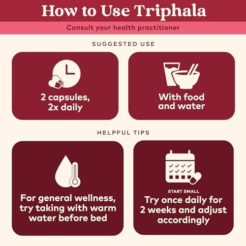 ORGANIC INDIA Triphala Herbal Supplement - Digestion & Colon Support, Immune System Support, Adaptogen, Nutrient Dense, Vegan, Gluten-Free, USDA Certified Organic, Non-GMO - 90 Capsules
