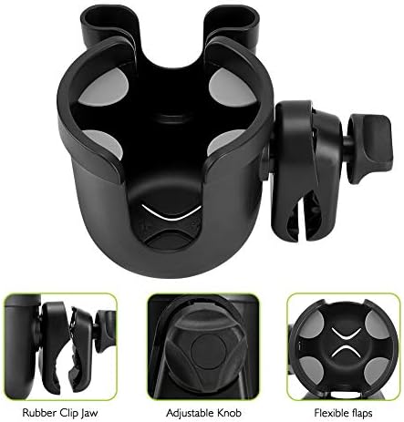 Accmor Walker Cup Holder with Hook Set, Wheelchair Cup Holder, Stroller Cup Holder, Universal Cup Holder for Walker, Wheelchair, Rollator, Stroller, Scooter, Bike Accessory