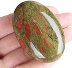 MAIBAOTA 2.4" Large Unakite Crystal Stone Polished Palm Stone Healing Crystals 0.7" Thick Natural Reiki Gemstone Worry Stone Energy Balancing Anxiety Stress Relief Meditation 1 Pc