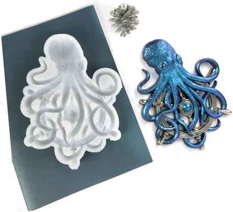 TEHAUX Octopus Silicone Mold for Epoxy Resin Crafts 3D Ocean Animal Casting Mold DIY Art Projects 8.39X6.30X0.87 Inches