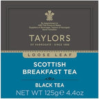 Taylors of Harrogate Scottish Breakfast, Black Tea, Loose Leaf Tea, 4.41 Ounce Carton (Pack of 1), Strong, Malty and Full, Caffeinated, Premium Whole Leaf Tea