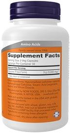 NOW Foods Supplements, Glycine 1,000 mg Free-Form, Neurotransmitter Support*, 100 Veg Capsules