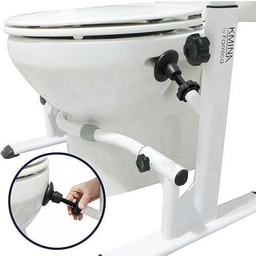 KMINA Toilet Safety Rails for Seniors, Heavy Duty Frame with Handles, Adjustable Height and Width, Handicap Grab Bars