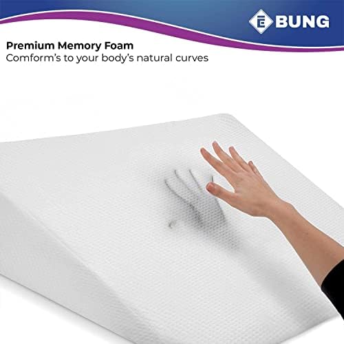Bed Wedge Pillow With Memory Foam Top 7.5in - Ideal For Comfortable, Restful Sleeping - Wedge Pillow Neck & Back Pain Relief, Acid Reflux, Snoring, Heartburn, Allergies - Versatile & Washable Cover