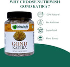 Nutriwish Gond Katira (Edible Gum/Tragacanth Gum), 200 g | Pure & Natural Plant-Based Gond for Cooling Summer Drinks, Falooda, Sherbets, Desserts, Herbal Recipes & Daily Wellness Use