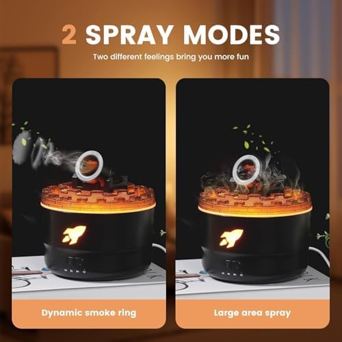 Cannon Blast Aroma Humidifier, 7 Colors LED Vapor Cannon Humidifier Silent Diffuser, 2 Mode Creative Turret Cool Mist Air Aromatherapy Humidifier, Small Desktop Humidifier for Bedroom (black)