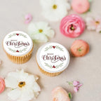 40 Pcs Edible Merry Christmas Cupcake Toppers Wafer Paper Picks for Baby Shower, Christmas Party, New Year Holiday Party Supplies