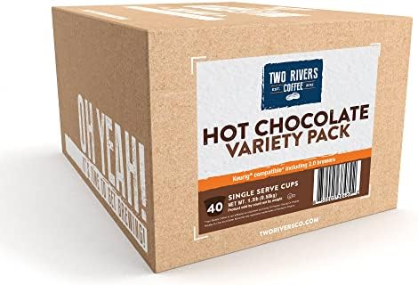 Two Rivers Coffee Hot Chocolate Pods Single Serve Cocoa Variety Sampler Pack Compatible with 2.0 Keurig K-Cup Brewers, 40 Count