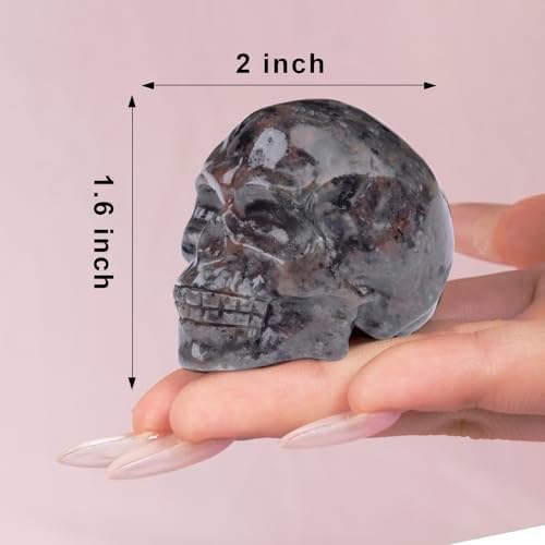 2inch Flame Stone Crystal Carved Skull Statue Spiritual Decor Skull Bathroom Decor Bathroom Decor Home Office Decoration Hand Carved Gemstone Reiki Healing for Woman Gift.