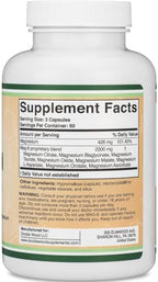 Magnesium Complex Supplement 180 Capsules (426mg Elemental Magnesium Provided by 2,300mg of Eight Different Forms of Magnesium) MAG-8 Provides 100% Daily Recommended Value of Magnesium by Double Wood