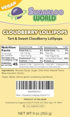 Cloudberry Dye Free Candy Lollipops, Individually Wrapped European Candy, Vegan Lollipops 15 Pack