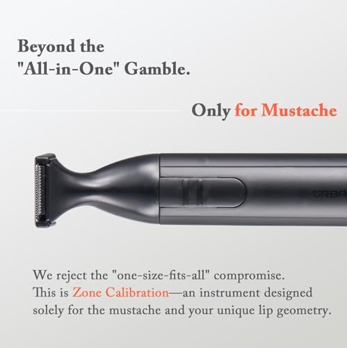 URBANER Mustache Trimmer with Nose & Ear Trimmer Attachment, 0.8" Precision Blade, IPX8 Waterproof, Adjustable 0.08"–0.55", Japanese Motor Beard Trimmer for Men