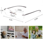 LUFF Rimless Reading Glasses Ultra Light Metal Frame Readers for Men and Women with Spring Hinge