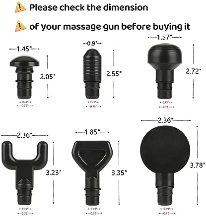 6Pcs Massage Heads with Storage Bag, Replaceable Massager Gun Attachment, Massage Gun Deep Tissue Plug&Play Applicators