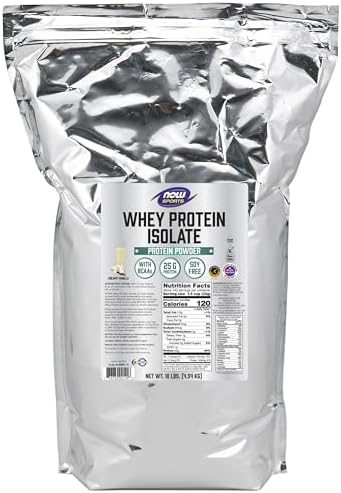 NOW Foods Sports Nutrition, Whey Protein Isolate, 25 g With BCAAs, Creamy Vanilla Powder, 10-Pound