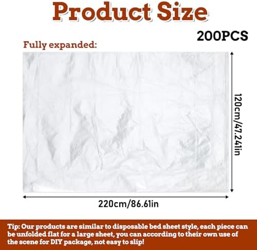 200pcs Plastic Sheeting for Body Wrap, 86x47 Inch Sauna Bag Liners, Disposable Sauna Wrap, Thicken Bag Infrared Blanket for Beauty, Sauna Accessories for Beauty Salon Spa Therapy