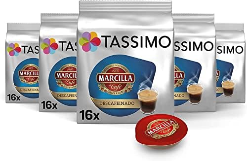 Tassimo T Discs Marcilla Decaf Decaffeinated Espresso Coffee - Pack of 5 (80 T-Discs)