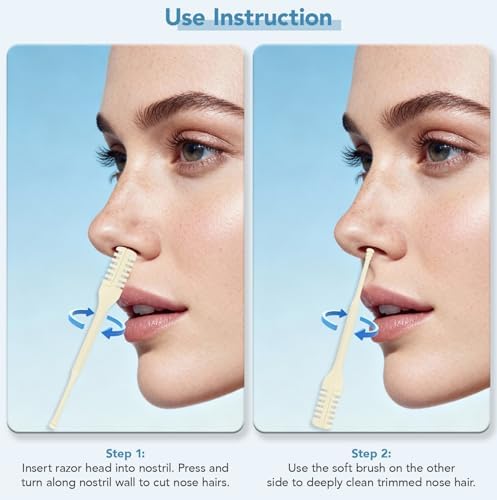 Manual Nose Hair Trimmer, Nostril Hair Remover, Portable Travel Home Daily Use Essentials with Ear Pick for Men & Women (6pcs)