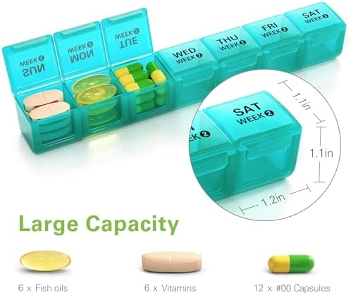 BUG HULL Monthly Pill Organizer, Moisture-Proof Large 28 Days Pill Box with Removable 4 Weeks Pill Case Rows, Medicine Pill Organizer, Travel Pills Organizer with One Month Pill Container for Vitamin
