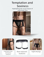 Men's Lace Underwear Sexy Boxer Briefs - Sheer Mesh Low-Rise Panties with 3D Pouch, Comfortable & Breathable