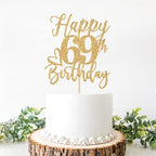 Happy 69th Birthday Cake Topper, 69th Birthday Decorations for Men/Women, Cheers to 69 Years, Hello 69, 69th Happy Birthday Party Supplies Gold Glitter