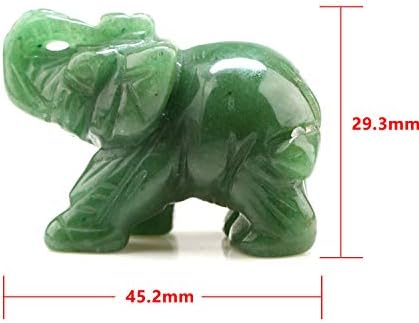 Carved Healing Crystals Gemstones Elephant Statue Figurine Collectible Decor 1.5 inches (Green Aventurine)