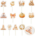 Gyufise 36Pcs A Little Pumpkin is on the Way Cupcake Toppers Carriages Floral Pumpkin Baby Shower Cake Decorations for Baby Boy Girl First Birthday Gender Reveal Party Supplies Favors Orange