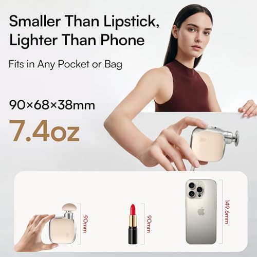 INIA PocketForce Mini Massage Gun - 75% Smaller, High-Power Percussion for Full Body Relief, Portable Deep Tissue Massager Gun with Leather Case & 3 Heads for Travel & Office Use, Gifts for Men Women