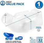 Stock Your Home Unisex Urinal Bottle (1 Pack) - Portable Urinal for Women & Men - Female Urinal with Lid - 32 Oz Female Urination Device - Women Pee Funnel Cup for Emergency, Travel, Car & Camping