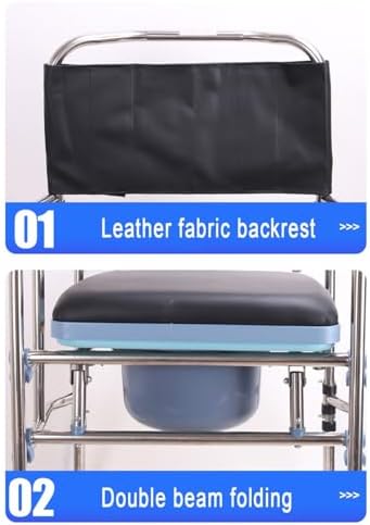 Elderly Commode Chair, Height Adjustable Commode Chair, Non-Slip Shower Chair, Bedside Commode Chair with Removable Commode Chair (B)