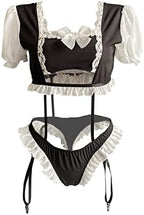 Women’s Sexy Maid Outfit Role Playing Lingerie for Women Sexy Lingerie Set Lace Cute Maid Cosplay Lingerie Jumpsuits Black