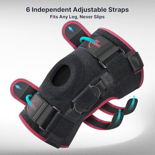 Fit Geno Hinged Knee Brace for Women: Adjustable Knee Brace with Side Stabilizers - Breathable Compression for Meniscus Tear, Arthritis, Knee Pain Relief, Injury Recovery, Running, Sports (Medium)