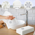 50 Pack Silver Snowflake Napkins, Linen-Feel Disposable Guest Towels Winter Snow Napkins for Elegant Dinner Party Table Decor