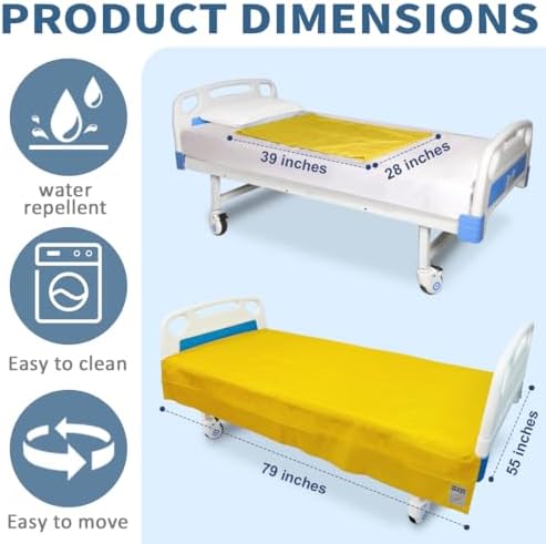 EZ Assistive Patient Transfer Slide Sheet Transfer Draw Sheet for Patient in-Bed Transfer and Repositioning Easy Apply and Use (Yellow-Flat 56 * 78 Inches)