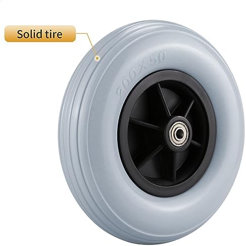 Pair of 8" x 2" (200x50) Caster Wheels for Electric/Power Wheelchair - 8 inch Solid Tire Replacement Wheels (8"x 2" (200x50) - Gray)