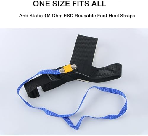 ESD Anti‑Static Strap, Anti Static Foot Heel Straps, 103-106Ω Adjustable Wrist Grounder Band with Fast Opening Clasp for Workshop Grounding, 6 Pieces