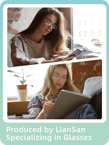 LianSan Metal Zero Top Progressive Multifocus Reading Glasses - for Women Half-Rim Blue Light Blocking Readers Clear Top Blue 2.50
