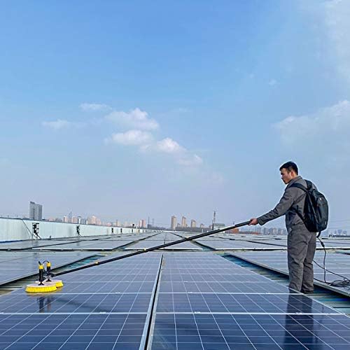 Outdoor Solar Panel Photovoltaic Panel Cleaning Kit, Carbon Fiber Telescopic Rod, 65cm Automatic Rotary Double Head Cleaning Brush, 17m Cable,7.5M