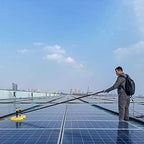 Outdoor Solar Panel Photovoltaic Panel Cleaning Kit, Carbon Fiber Telescopic Rod, 65cm Automatic Rotary Double Head Cleaning Brush, 17m Cable,7.5M