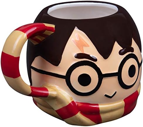 Harry Potter Figural Coffee Mug, 24 oz - Cute Chibi Design with Gryffindor Scarf Handle - Ceramic
