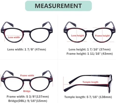 Eyekepper 4-Pack Retro Key Hole Oval Round Spring-Hinges Reading Glasses