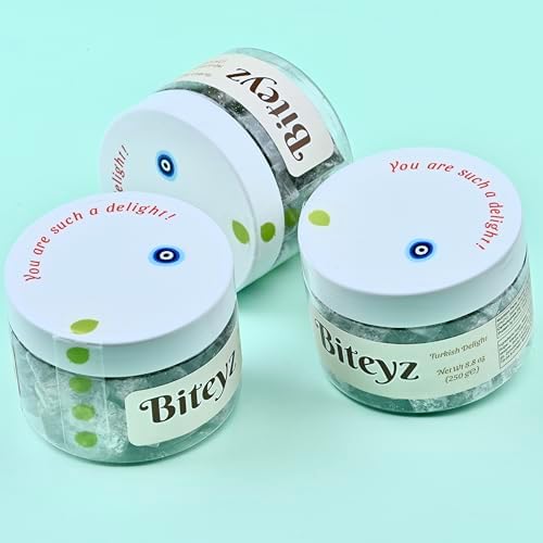 Biteyz Minty Turkish Delight, Vegan Candy Gift - Assorted Gourmet Snacks with Mint Flavor, 6 Servings of Luxury Handmade Vegan Treats