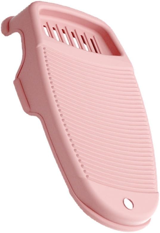 Portable Plastic Laundry Washboard with Non-Slip Base & Holder, Hand Wash Board for Clothes, Household Washing Scrub Board (Pink, 8 * 14.4inch)