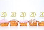 Sotpot 30PCS Gold Glitter 20th Birthday Cupcake Toppers Cheers to 20 Years Cupcake Picks for 20th Birthday Anniversary Party Decorations