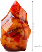 Natural Red Agate Flame Shaped Stone Quartz Reiki Energy Healing Crystal, Polished Gemstone Tower for Home Office Decor, 0.8-1 LB
